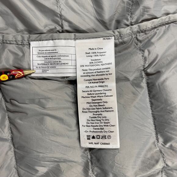 Eddie Bauer EB650 Down Puffer Jacket Women’s 2XL Gray Hooded Full Zip - Picture 9 of 10